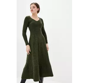 SEWEL Платье с люрексом PW818 (46-48, темно-зеленый, 64% акрил/ 22% полиэстер/ 14% металлизированное волокно)